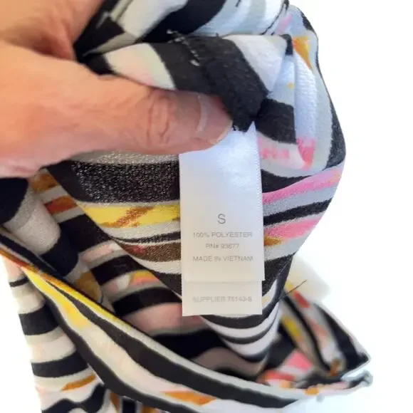 Bisou Bisou Michele Bohbot Striped Wide Leg Pants Black Side Zip Slit Womens S - Picture 7 of 12